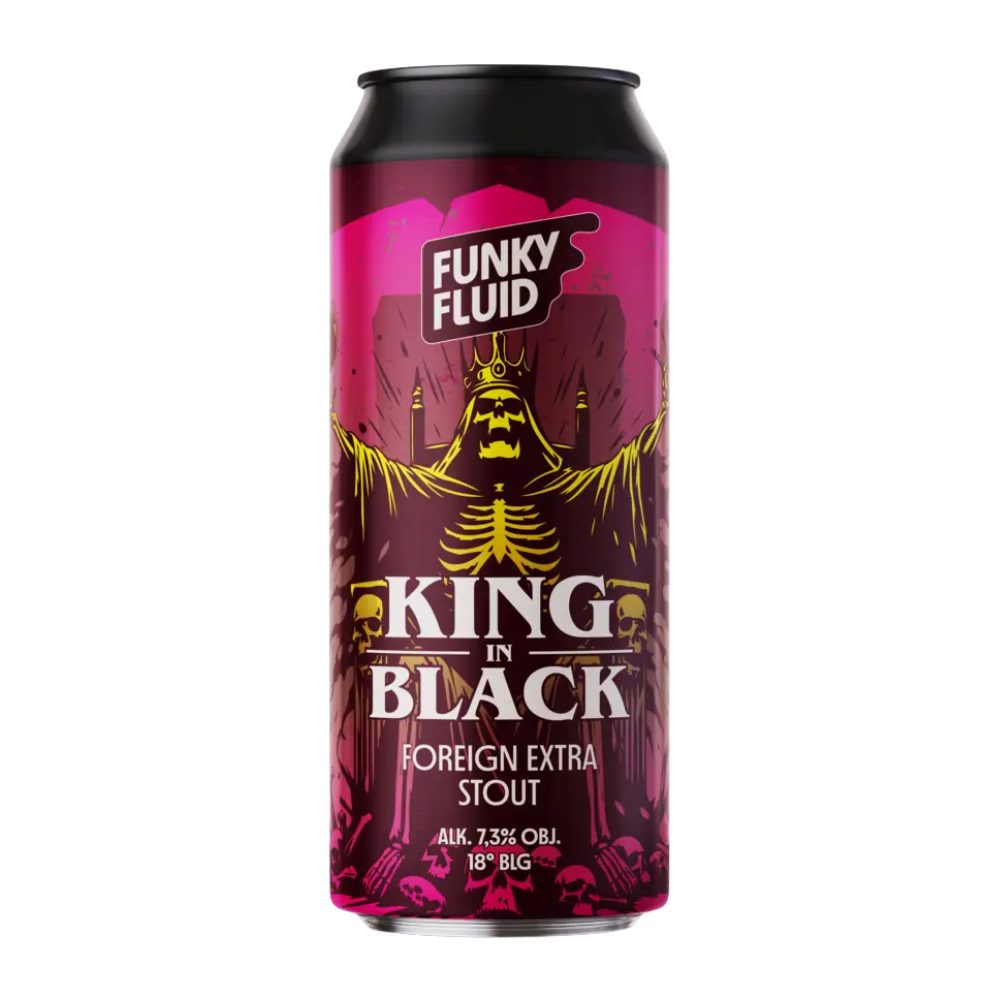 Piwo Funky Fluid King In Black Foreign Extra Stout 7,3% 500 ml puszka DRS