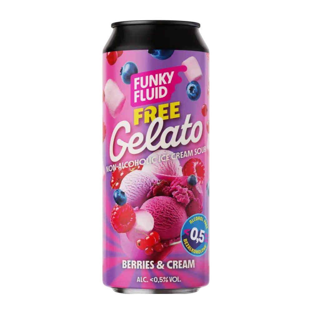 Piwo Funky Fluid Free Gelato: Berries & Cream 0% 500 ml puszka DRS
